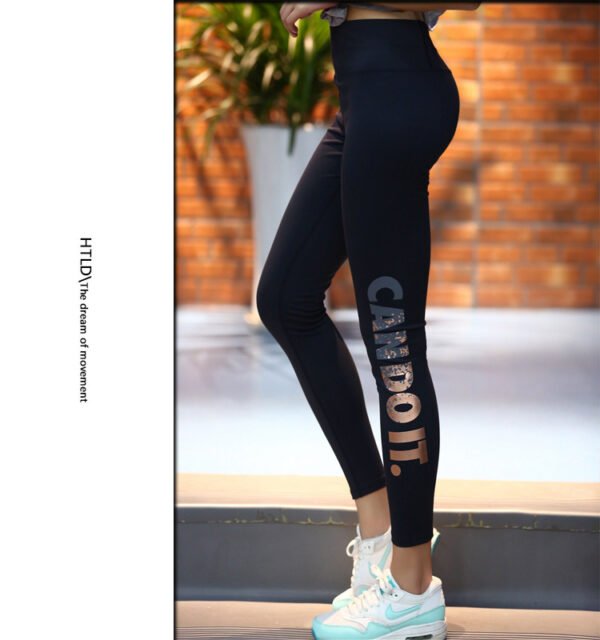 Cross boundary movement bronzing alphabet high elastic training Yoga running fitness show thin ladies pants - Image 4