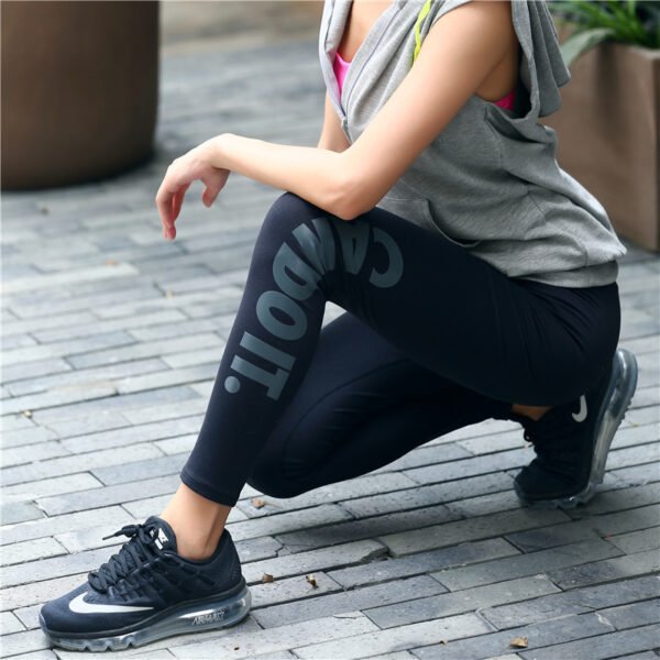 Cross boundary movement bronzing alphabet high elastic training Yoga running fitness show thin ladies pants - Image 3