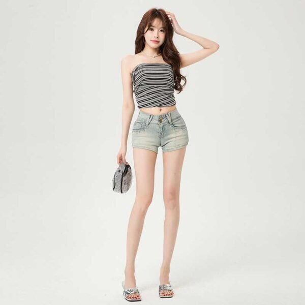 American Retro Hot Girl Rivet Denim Shorts - Image 5