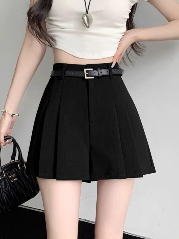 Gray Suit Shorts For Women Pleated Pantskirt - Image 9