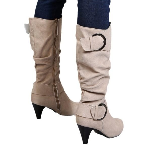 European And American High Heel Straight Belt Buckle Knight Boots - Image 5
