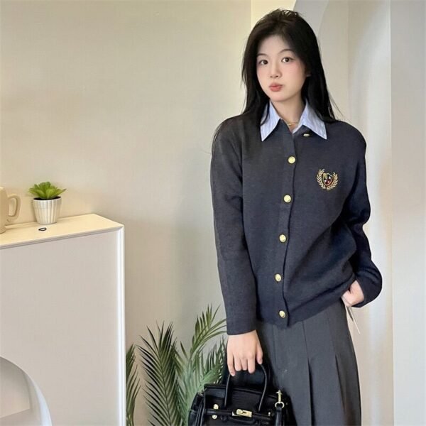 Knitted Round Neck Long Sleeve Coat For Women - Image 5