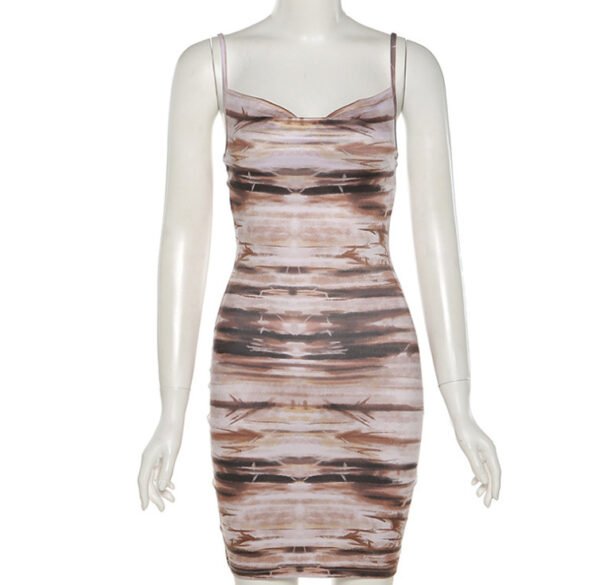 DA 4405b Sling Sexy Low-cut Halter Print Bag Hip Dress - Image 2