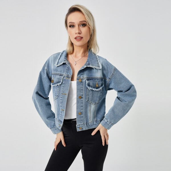 Women's Denim Long Sleeve Jacket Fashion Top - Image 4