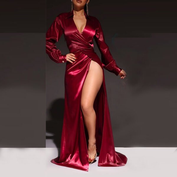 Women's Fashionable With Side-slit Ultra-long Dress - Image 4
