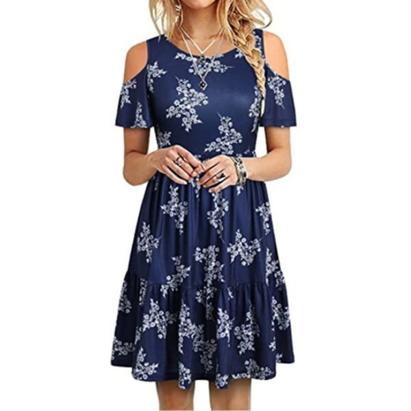 Women's Fashion Short Sleeve Off-shoulder Dress - Image 7