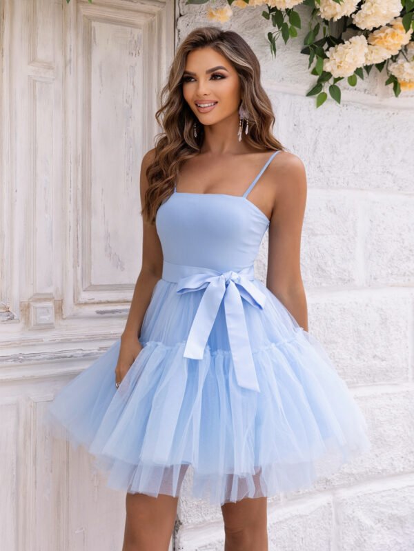 Sexy Strap Tube Top Mesh Shirt Temperament Crinoline Party Dress - Image 5