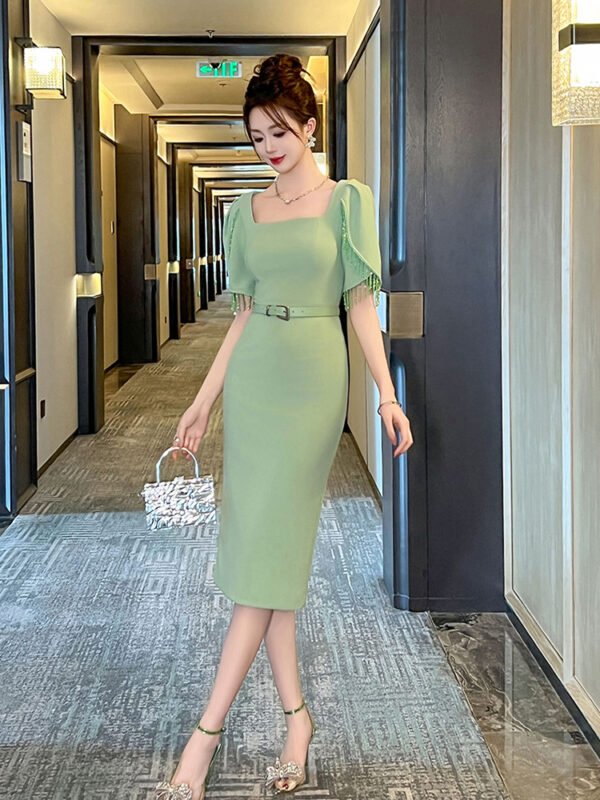 Women's Fashion Hip Tassel Short Sleeve Dress - Image 6
