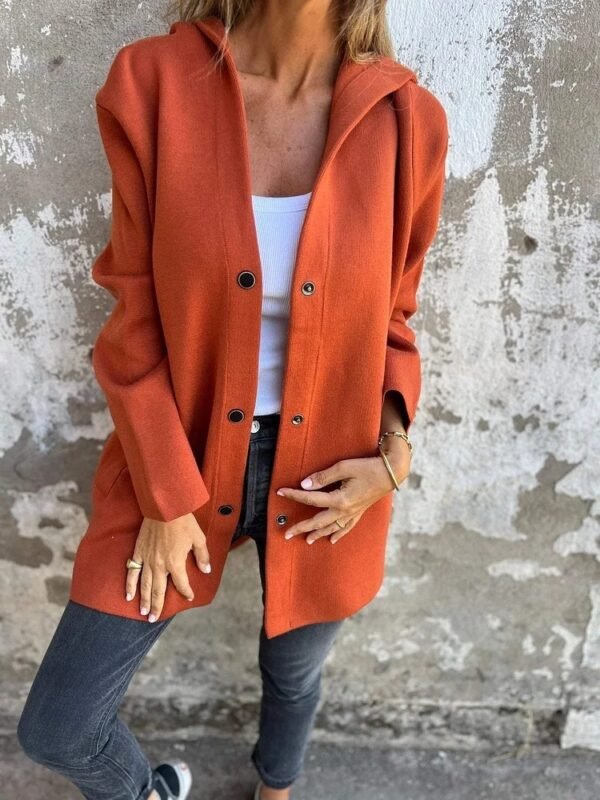 Casual Hooded Single-Breasted Cardigan Fashion Loose Solid Color Jacket Spring And Autumn Women's Clothing - Image 5