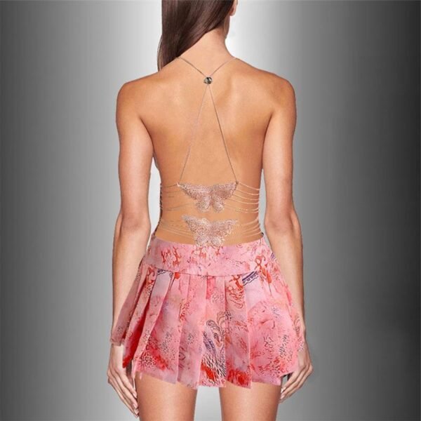 Suspender Sexy Backless Print Slim Fit Dress - Image 7