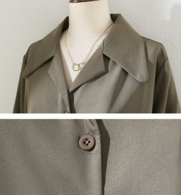 Vintage Hong Kong Dark Khaki Suit Collar Shirt - Image 4