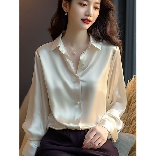Professional Retro Unique Chic Purple Blouse Women Tops - Image 3