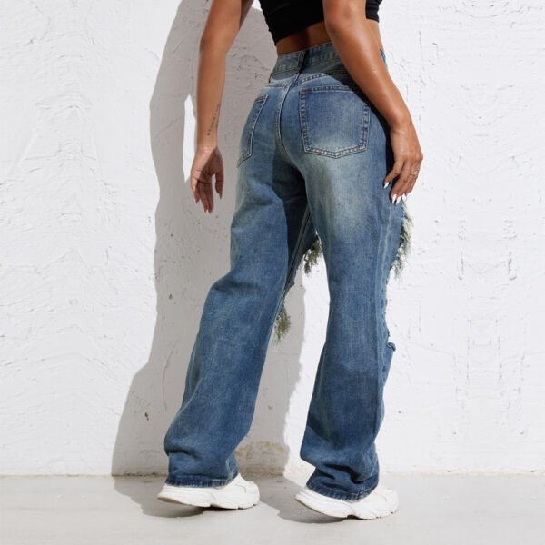 Shascullfites Melody Blue Wash Ripped Retro Stright Leg Jeans Women's Pants Denim Pants Jeans Wide Streetwear - Image 5