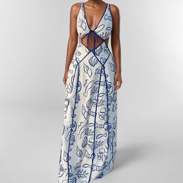 Women's Fashion Simple Printing Hollow Dress - Image 5