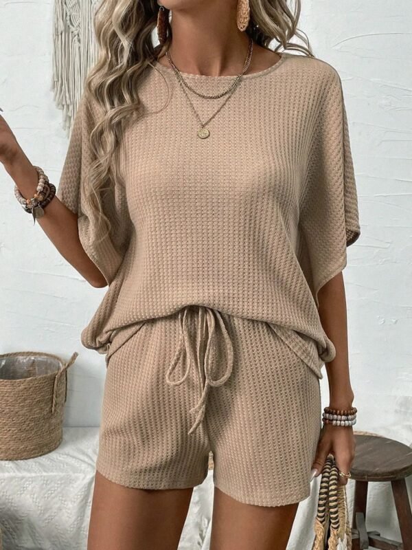 Women's New Short Sleeve Suit Women's Batwing Shirt Shorts - Image 5