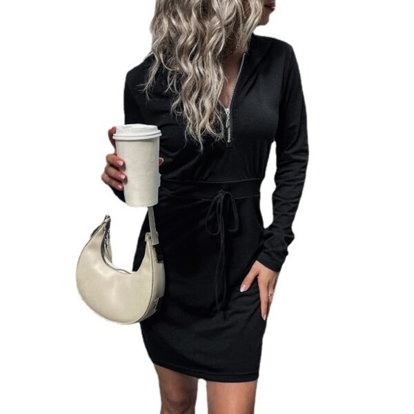 European And American Hooded Sweater Dress Slim-fit Sheath - Image 5
