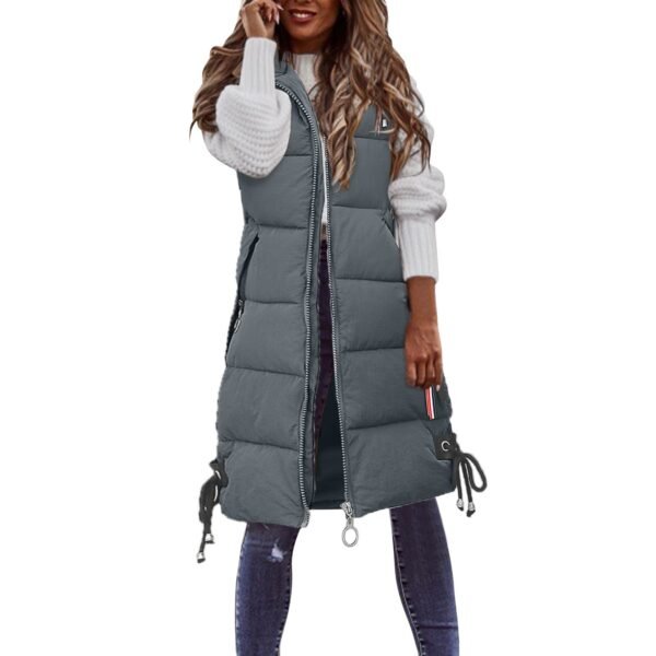 Women's Casual Mid-length Cotton Clothing Vest Coat - Image 3