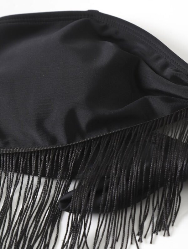Tassel Tube Top Suspender Mesh Three-piece Set - Image 3