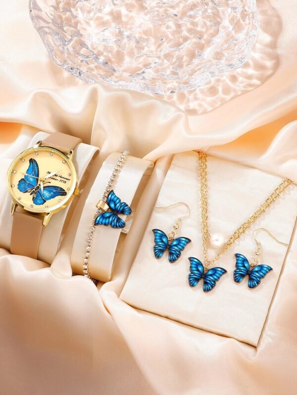 J5pcsset All-match Fashion Butterfly Women's Belt Watch Suit - Image 5