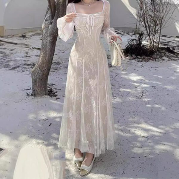 Women's Lace Mesh Fishtail Dress - Image 6