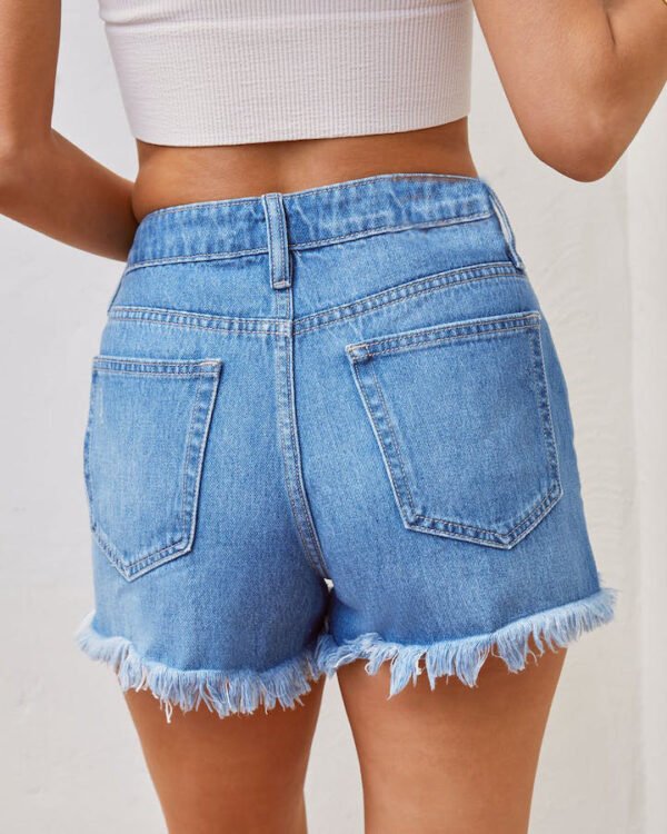 Tassel High Waist Ripped Denim Shorts - Image 4