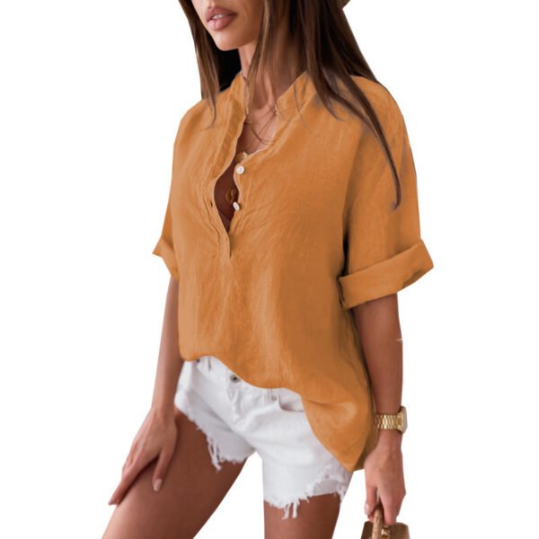 Solid Color Leisure Pullover Half-sleeve Shirt - Image 10