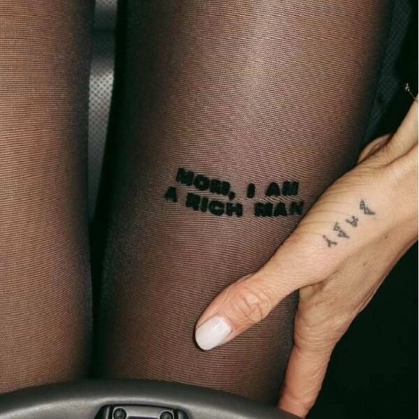 Summer Black Thin Style Ribbon Letter Flocking Stockings - Image 9