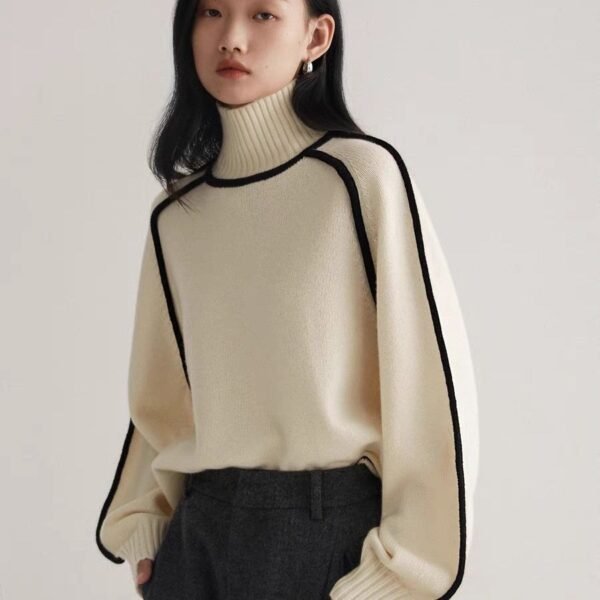 Autumn And Winter Half Turtleneck Three-dimensional Casual Loose Pullover Knitted Sweater Fashion Knit Top Outerwear - Image 9