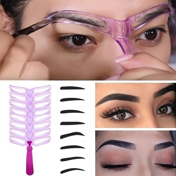 8pcs Eyebrow Stencils, Eyebrow Shaping Kit, Eyebrow Template, 8 Styles Reusable Eyebrow Stencil With Handle - Image 7