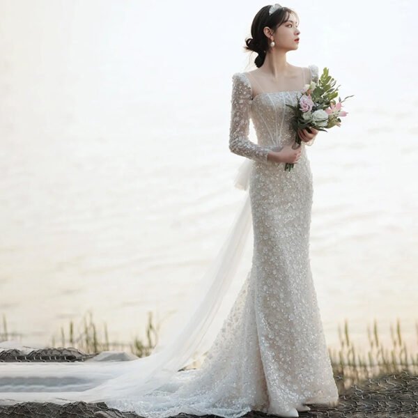 French Style Fishtail Light Wedding Dress Bride Temperament - Image 10