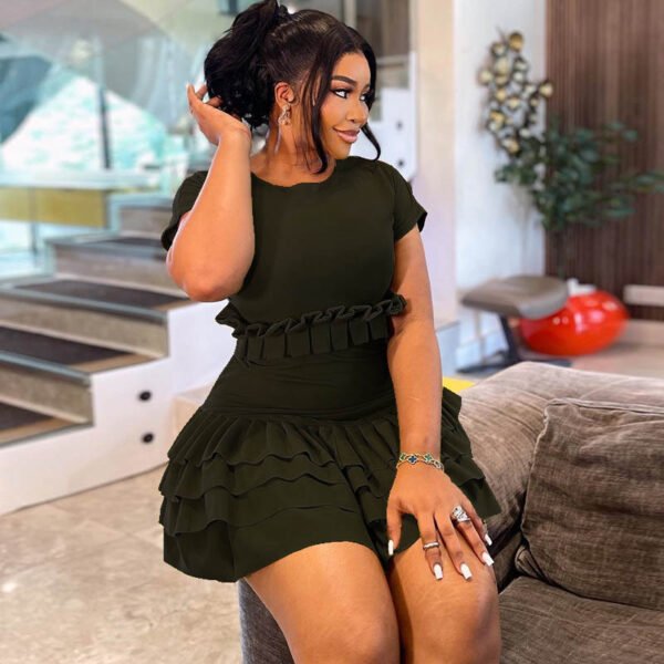 Women's Fashion Solid Color Tight Pleated Short Dress - Image 6