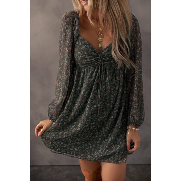 European And American Fashion Floral Print Long Sleeve Dress - Image 5