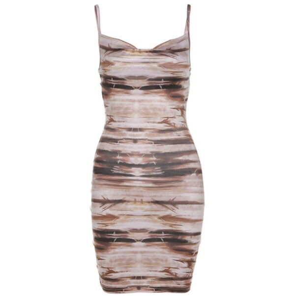 DA 4405b Sling Sexy Low-cut Halter Print Bag Hip Dress - Image 5