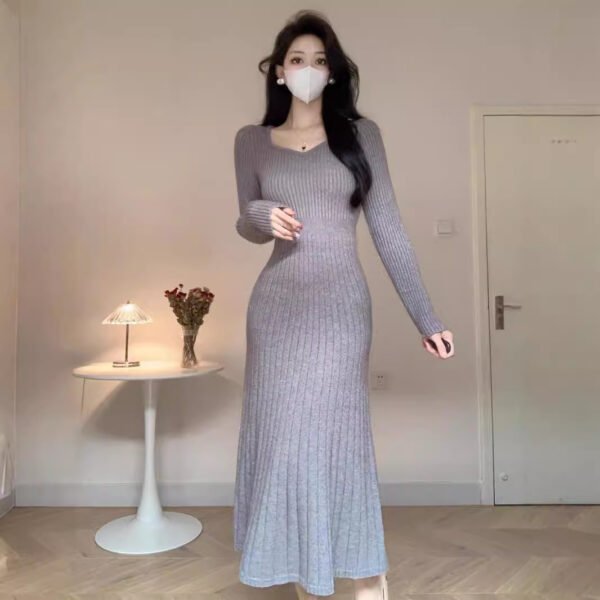 Autumn And Winter New Slim Fit Slimming Sheath Long Dress