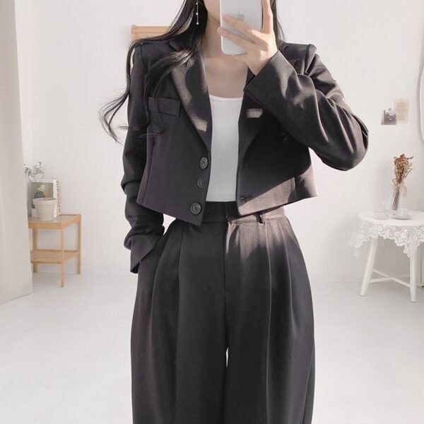 Women's Minimalist French Collar Jacket And Pants - Image 10