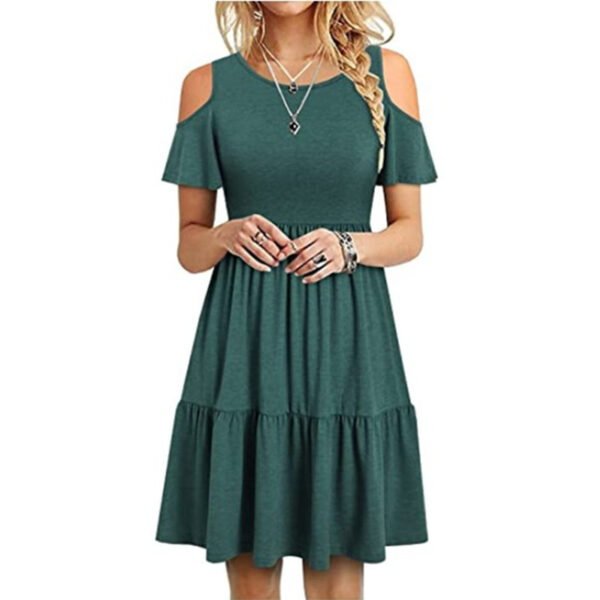 Women's Fashion Short Sleeve Off-shoulder Dress - Image 4