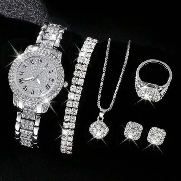 Women's Diamond Fashion Roman Quartz Watch Five-piece Set - Image 10