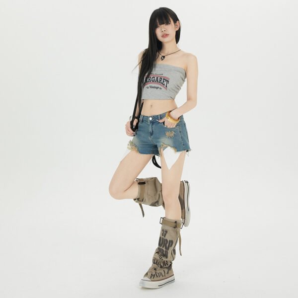 Fashion Personalized Washed Denim Shorts For Women - Image 4