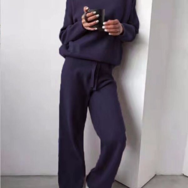 Casual Fashion Suits For Women Turtleneck Sweater And Drawstring Straight Pants - Image 5
