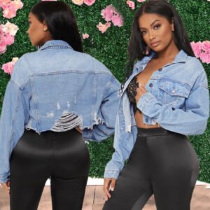 Ripped Denim Jacket top