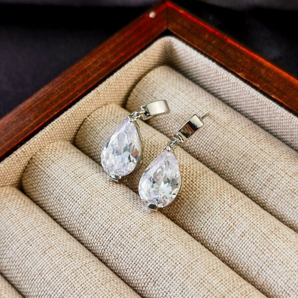 Zircon Pendant Earrings Women's Design Silver - Image 3