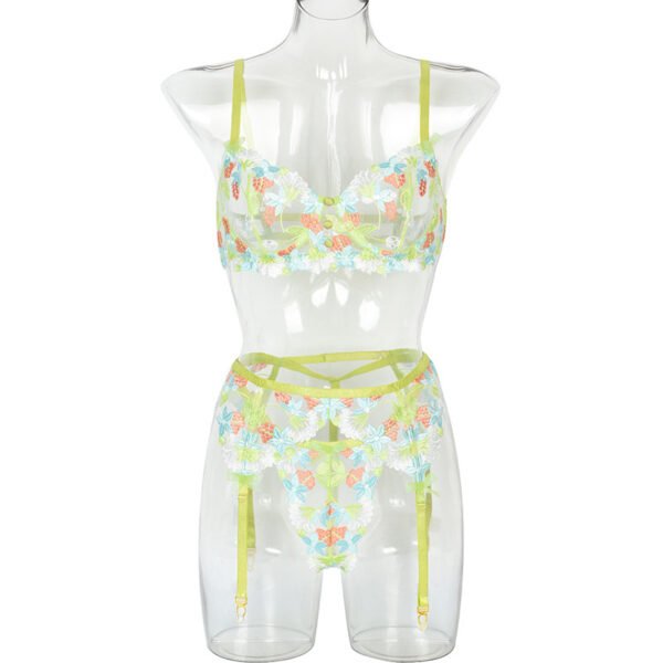 Three-piece Set Of Craft Floral Mesh Underwear Gathered - Image 2