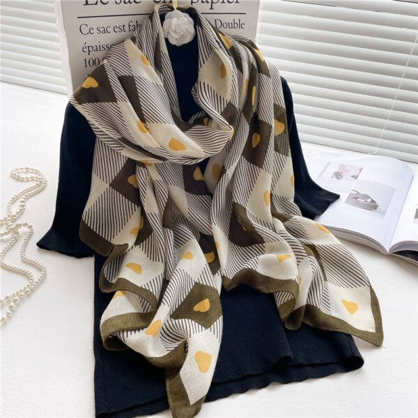 Chessboard Plaid Scarf Cotton And Linen High-grade Shawl - Image 2