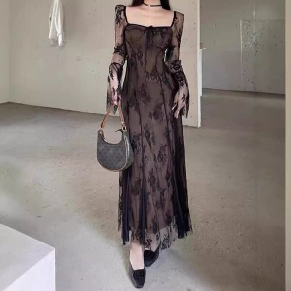 Women's Lace Mesh Fishtail Dress - Image 5