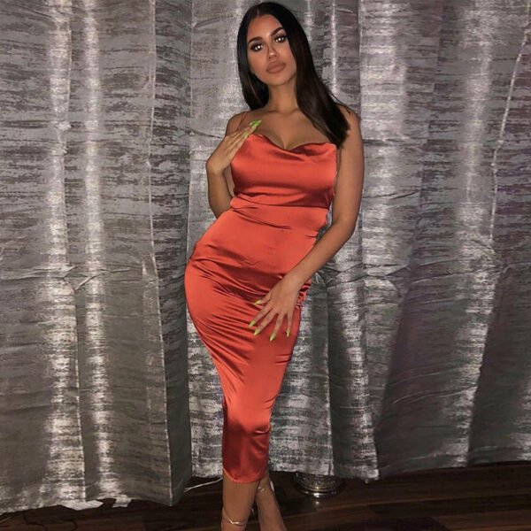 Halter open-back strappy hip dress
