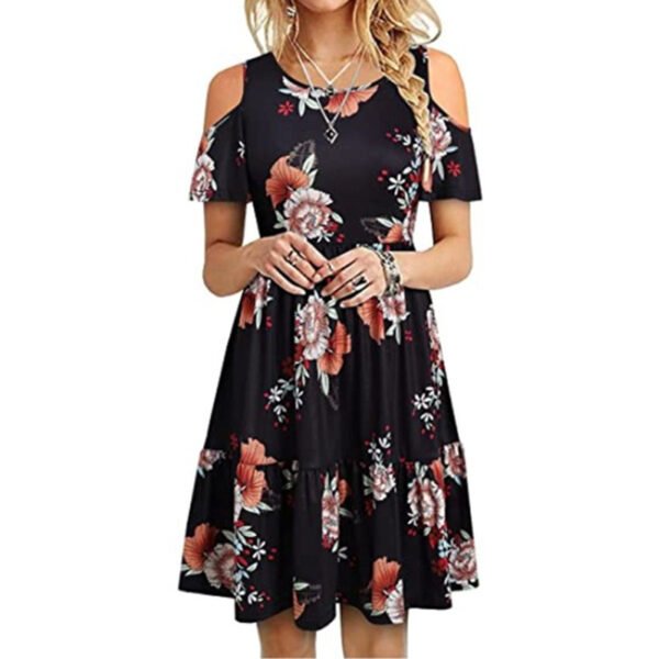 Women's Fashion Short Sleeve Off-shoulder Dress - Image 8