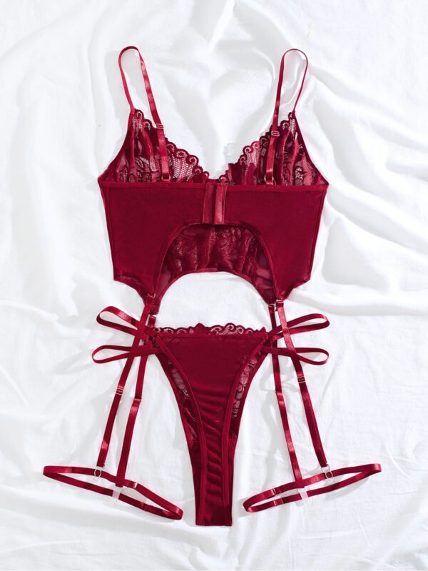Plus Size Fat Woman Underwear Lace See-through Bra T-back Two-piece Suit - Image 9