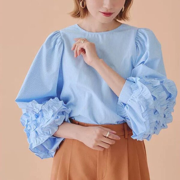 Advanced Sense Sweet Lotus Leaf Puff Sleeve Top - Image 5