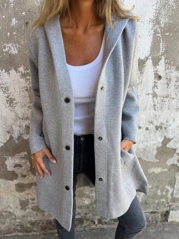 Casual Hooded Single-Breasted Cardigan Fashion Loose Solid Color Jacket Spring And Autumn Women's Clothing - Image 7