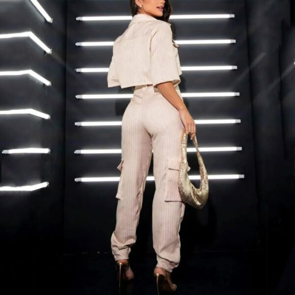 Summer New Striped V-neck Casual Hot Girl Blouse And Pants - Image 5